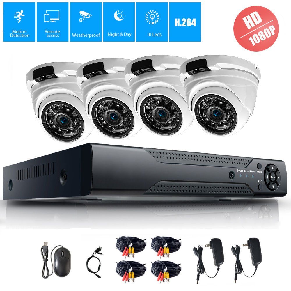 Outdoor Full HD 4CH CCTV AHD DVR KIT 1080P Video Surveillance With Digital Camera