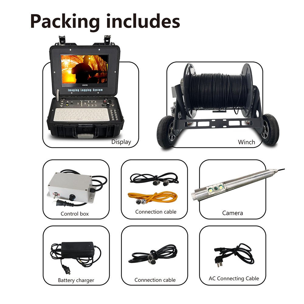 Factory waterproof 300m 200m borehole camera water well camera underwater well inspection camera