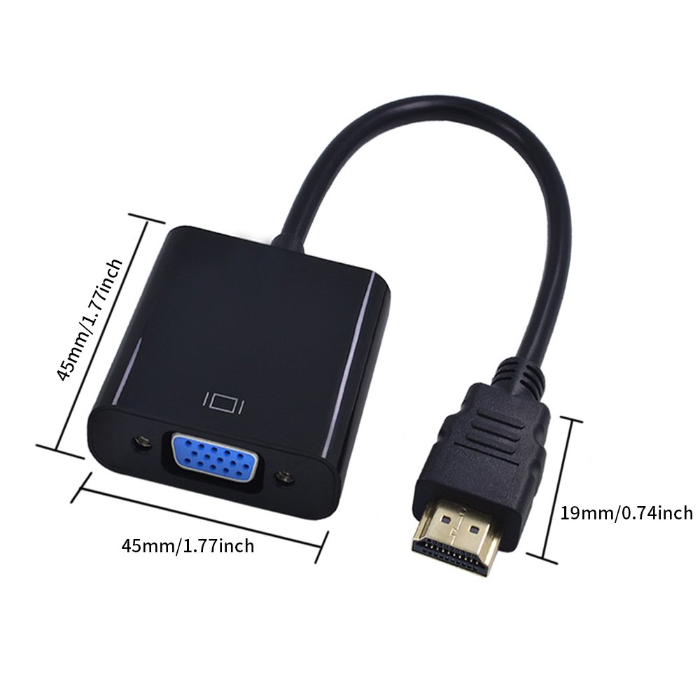 TISHRIC HDMI-compatible to VGA Adapter Cable 1080P HD Digital to Analog Converter Cable for PC Laptop