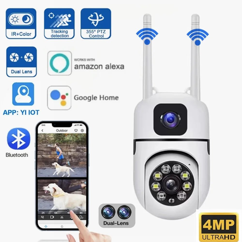 Factory Cheap indoor 4MP Dual Lens Wifi Camera Human Detect 2.4G Wireless Security Camera PTZ YIIOT Dual Lens Wifi IP Camera