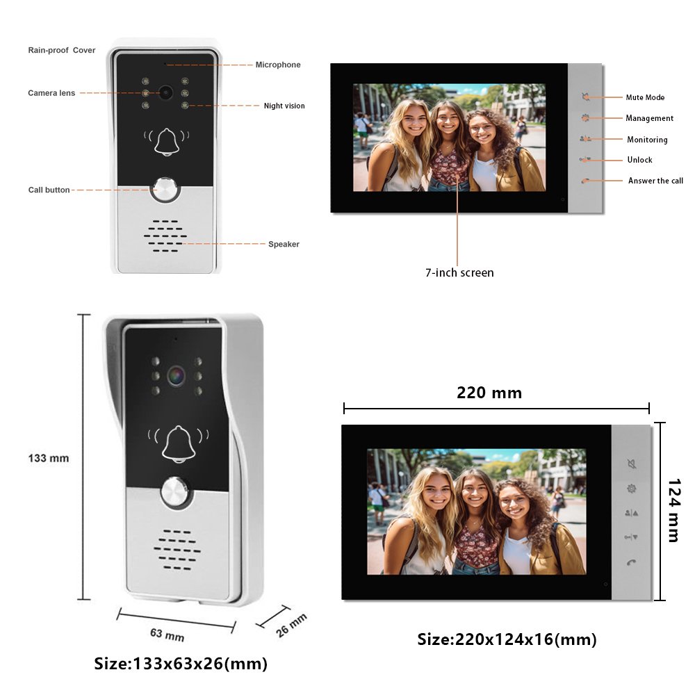 Video Intercom 2 Monitor Latest Analog Intercom Door Economic Video Door Phone 4 Wired Video Intercom
