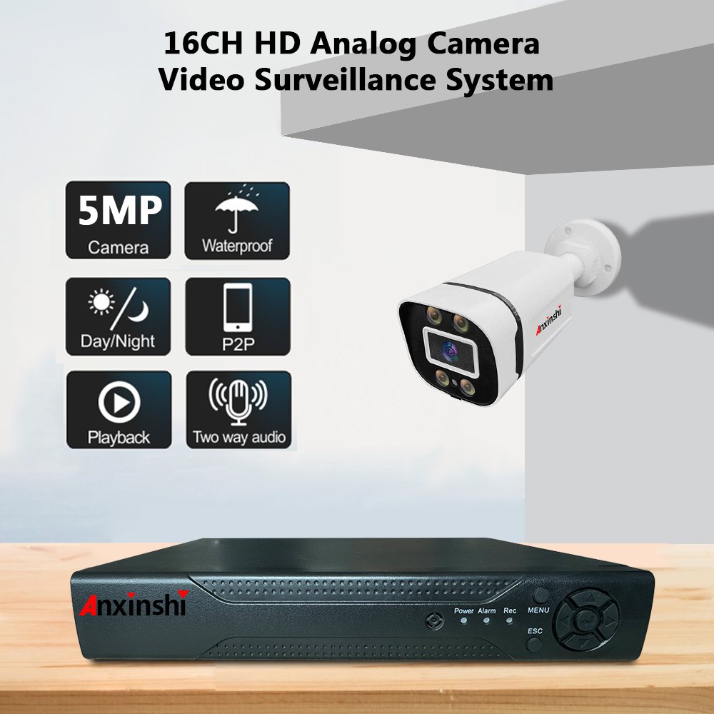 5MP 16CH Analog Camera kit Video CCTV System Kit IP66 Waterproof Two Way Audio Syscurity Camera Kit
