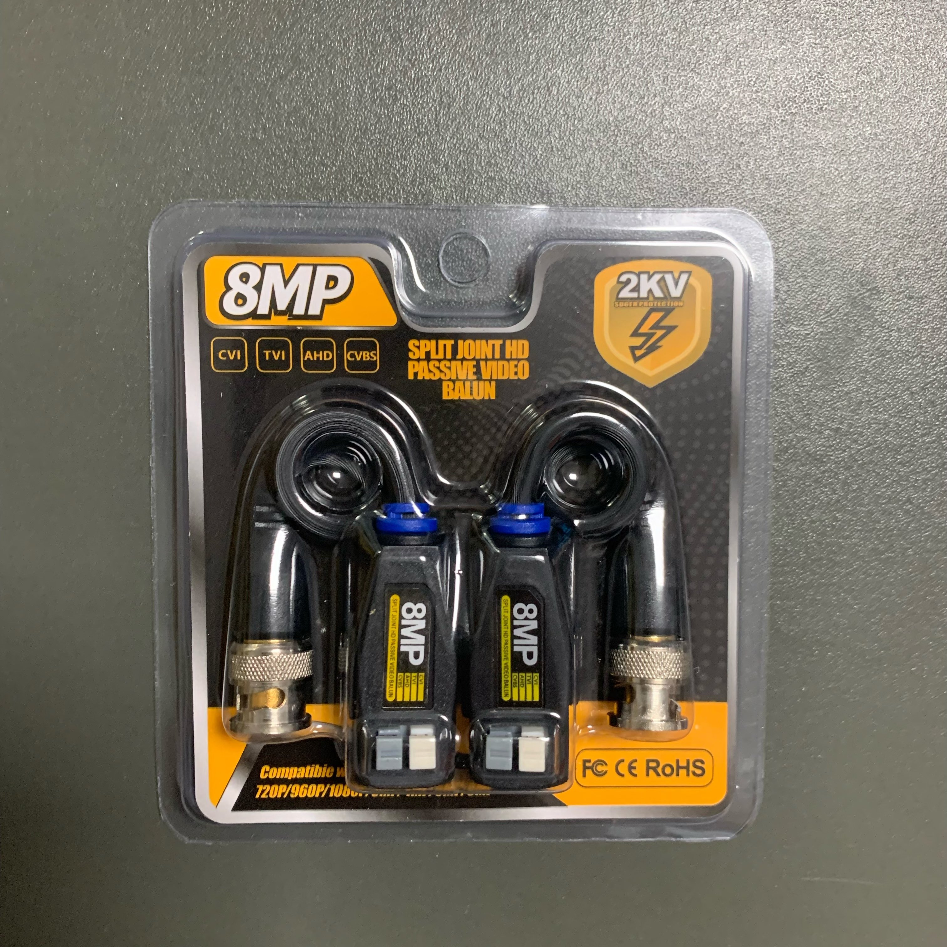 High Quality Single Channel Split Joint HD Passive Video Balun 2KV Surge Protection 8MP Balun