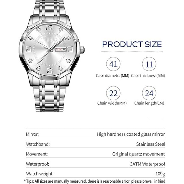 Men's Watches Diamond Business Formal Waterproof Watches Men's Stainless Steel Analog Quartz Men's Watches Ultra-thin CaseDesign