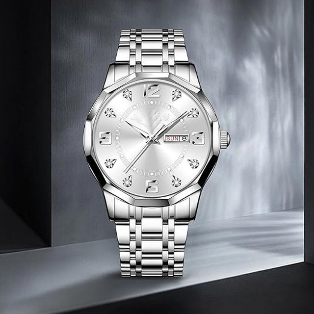 Men's Watches Diamond Business Formal Waterproof Watches Men's Stainless Steel Analog Quartz Men's Watches Ultra-thin CaseDesign