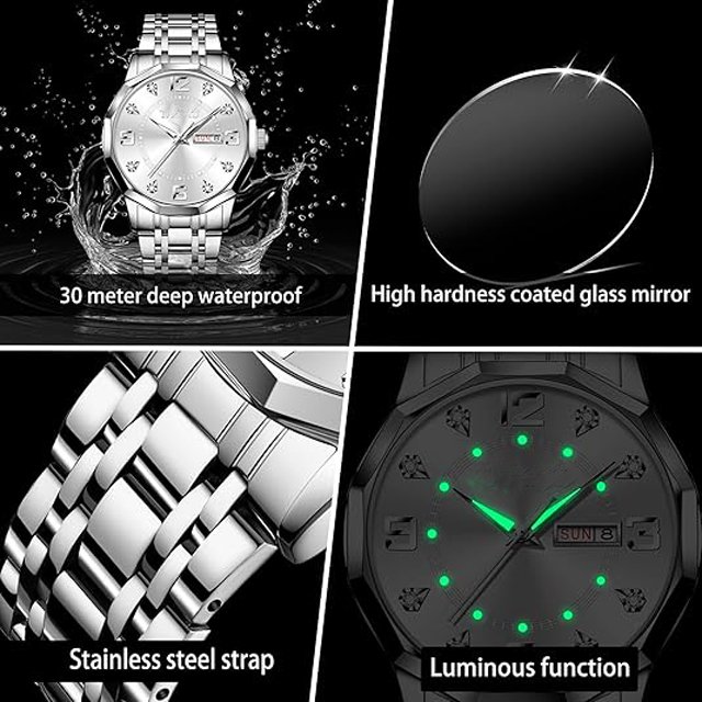 Men's Watches Diamond Business Formal Waterproof Watches Men's Stainless Steel Analog Quartz Men's Watches Ultra-thin CaseDesign