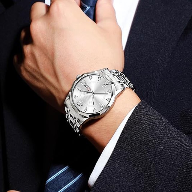 Men's Watches Diamond Business Formal Waterproof Watches Men's Stainless Steel Analog Quartz Men's Watches Ultra-thin CaseDesign