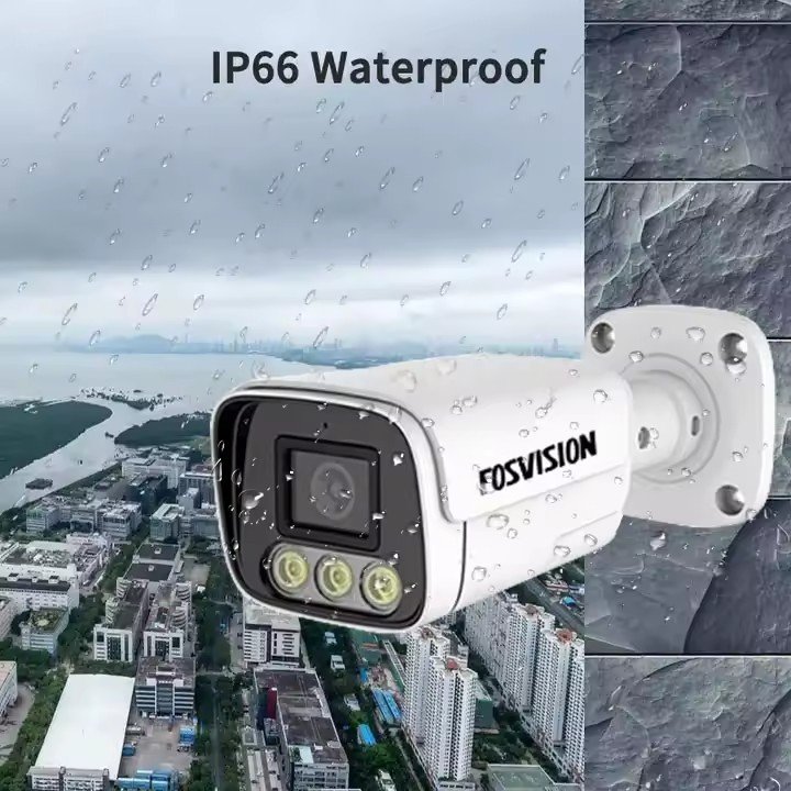 Fosvision 5MP outdoor waterproof CCTV TVI AHD coaxial audio camera full color night vision HD camera with warm light