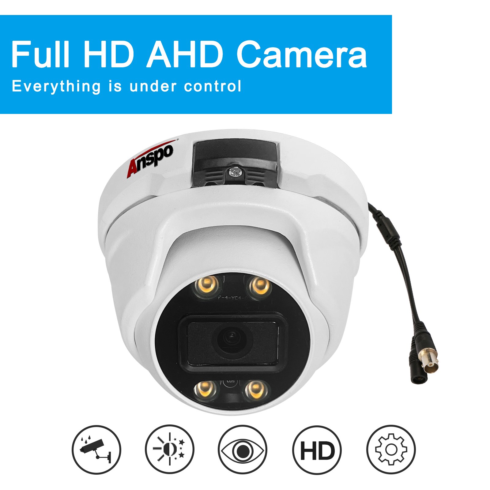 Anspo 2MP AHD SECURITY CAMERA 5MP 8MP 4K Analog CCTV camera dome indoor full color BNC DVR camera