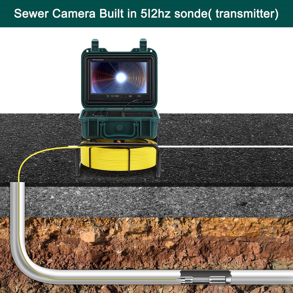20M Cable 7 Inch Wireless Manhole Pole Waterproof Cctv Endoscope Video Sonde For Sewer Pipe Inspection Camera