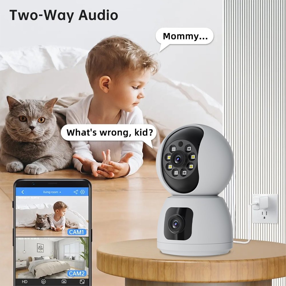 L Indoor Smart Home Security 4MP PTZ Camera Dual Lens Wireless Wifi Camera Two-way Audio Baby Pet Monitor Humanoid Tracking