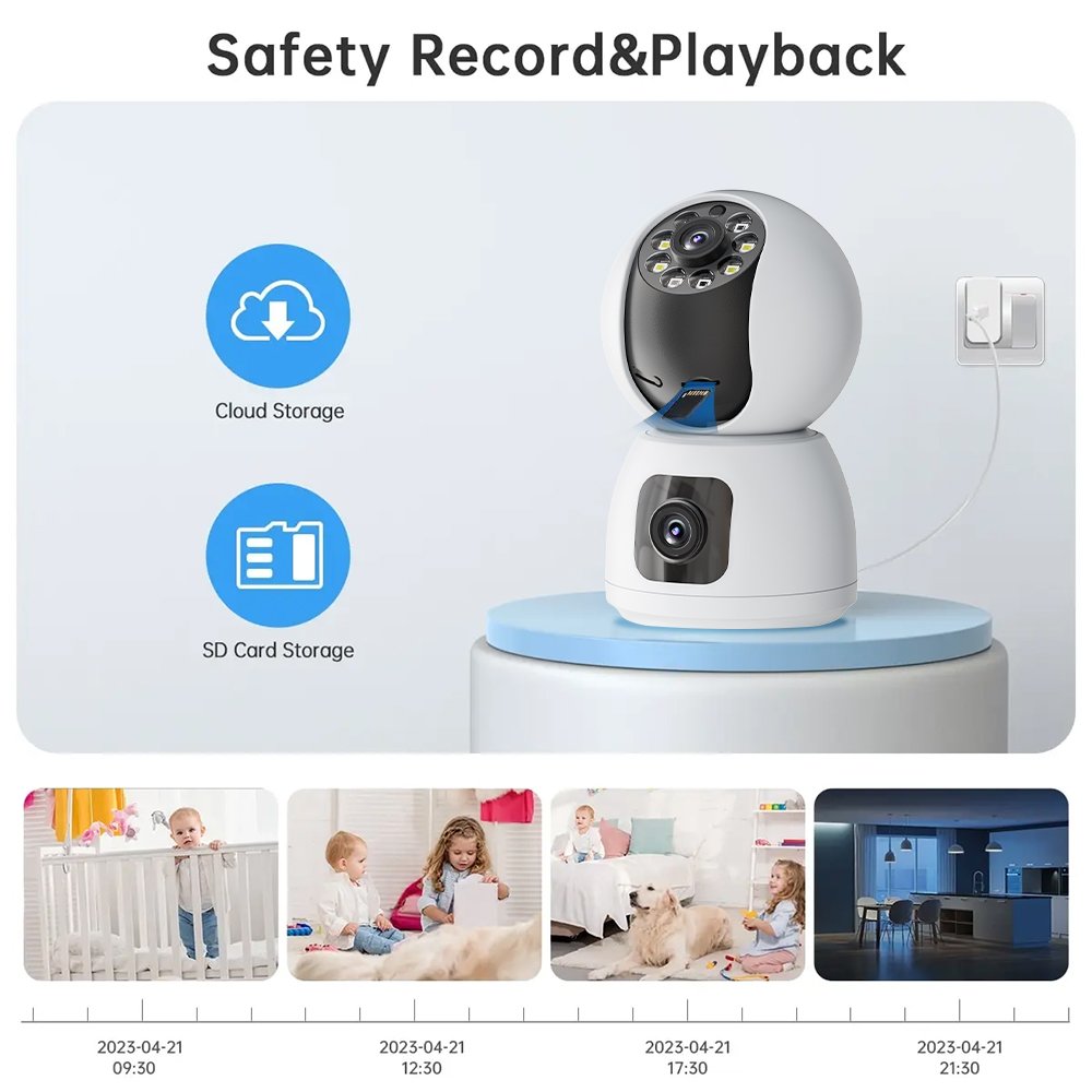 L Indoor Smart Home Security 4MP PTZ Camera Dual Lens Wireless Wifi Camera Two-way Audio Baby Pet Monitor Humanoid Tracking
