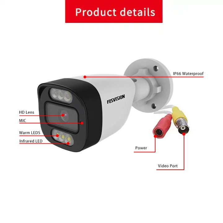 Fosvision AHD 8ch 2MP camera system Full Color Night Vision Dvr Security Home System Video Surveillance Ahd Camera 1080p Ahd Kit