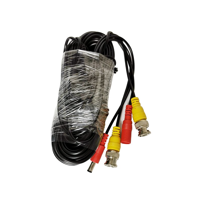 2mp 5mp 18m 20m Dvr Surveillance Accessories Cctv Video Data Cable Bnc Coaxial Cable With Power Supply For Analog Camera