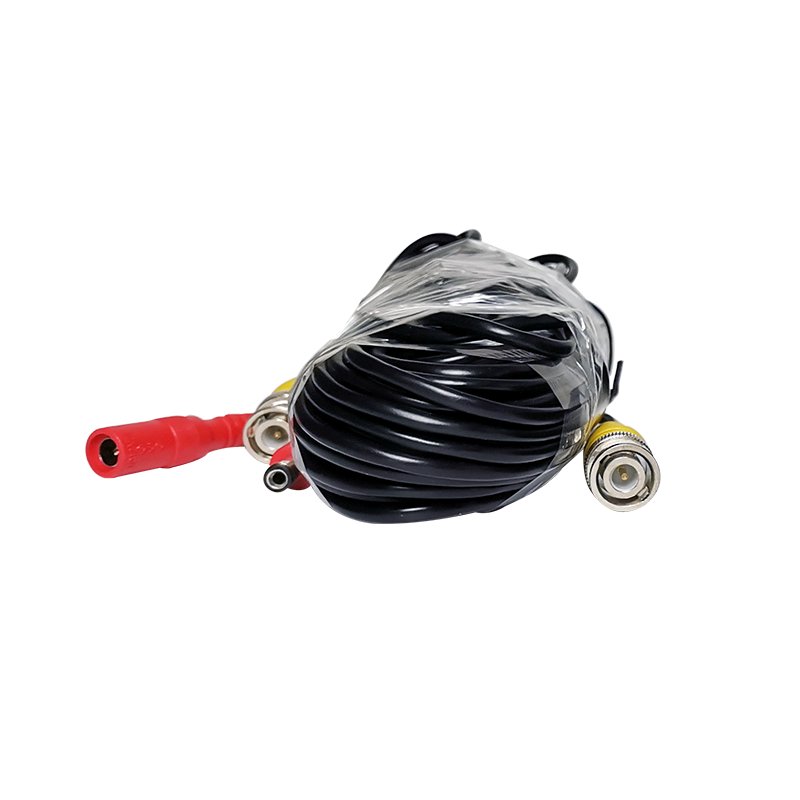 2mp 5mp 18m 20m Dvr Surveillance Accessories Cctv Video Data Cable Bnc Coaxial Cable With Power Supply For Analog Camera