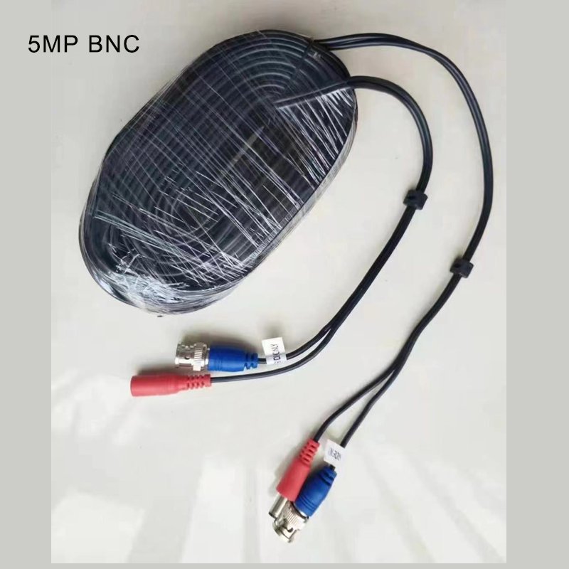 2mp 5mp 18m 20m Dvr Surveillance Accessories Cctv Video Data Cable Bnc Coaxial Cable With Power Supply For Analog Camera