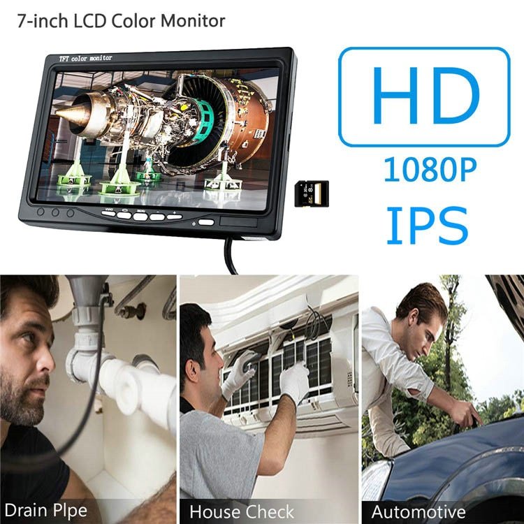 7-Inch DVR Monitor Analog Camera for 20M Sewer Pipe Inspection with Meter Counter Auto Self-Leveling 512HZ Transmitter