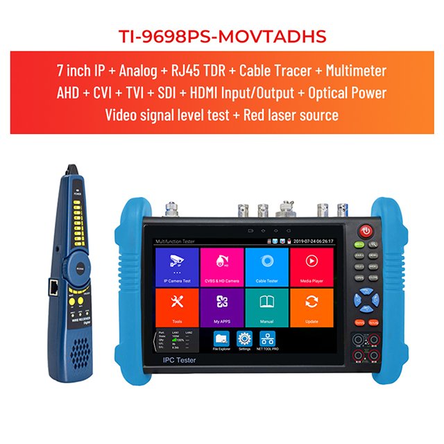 7 inch 4K CCTV tester all muti function IPC cctv camera testers IP Camera tester multimeter optical power meter red light source