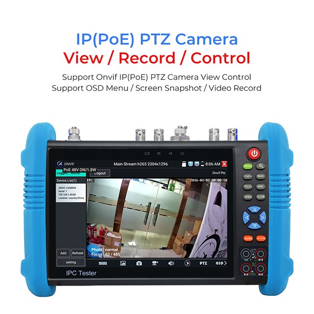 7 inch 4K CCTV tester all muti function IPC cctv camera testers IP Camera tester multimeter optical power meter red light source