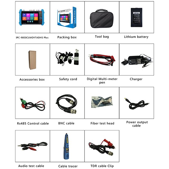 7 inch 4K CCTV tester all muti function IPC cctv camera testers IP Camera tester multimeter optical power meter red light source