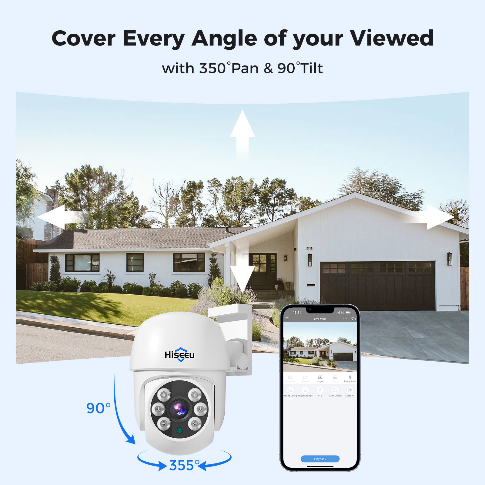 Hiseeu 5MP H.265 AHD outdoors Indoor Night Vision with Audio CCTV Surveillance Security Ptz IP Dome 360 Cctv Analog Camera