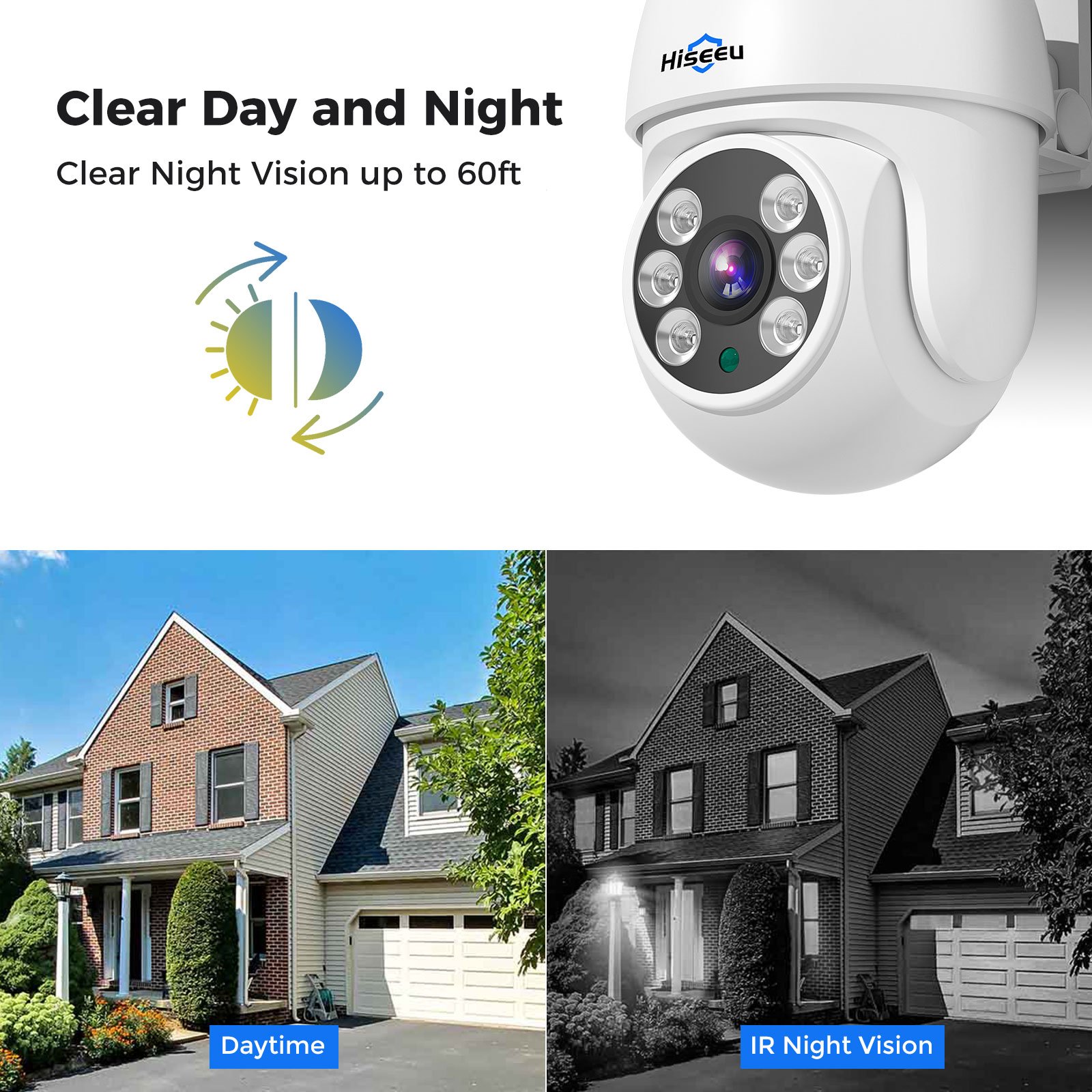 Hiseeu 5MP H.265 AHD outdoors Indoor Night Vision with Audio CCTV Surveillance Security Ptz IP Dome 360 Cctv Analog Camera