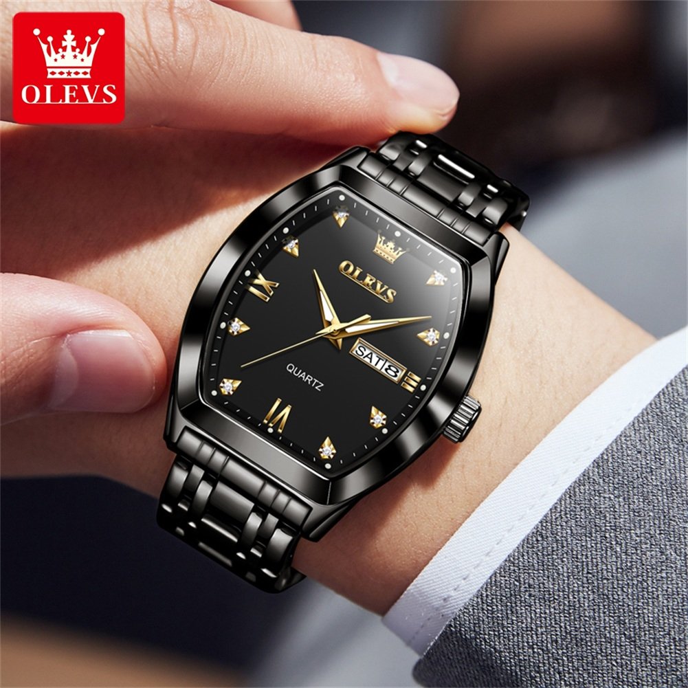 OLEVS 5528 Business Luxury Multi Time Zone Men Waterproof Feature Analog Date Wristwatch Stainless Steel Quartz Watch For Reloj
