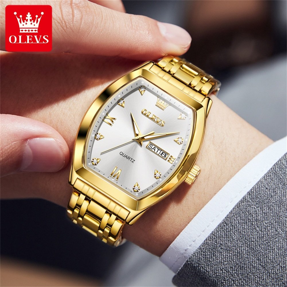 OLEVS 5528 Business Luxury Multi Time Zone Men Waterproof Feature Analog Date Wristwatch Stainless Steel Quartz Watch For Reloj
