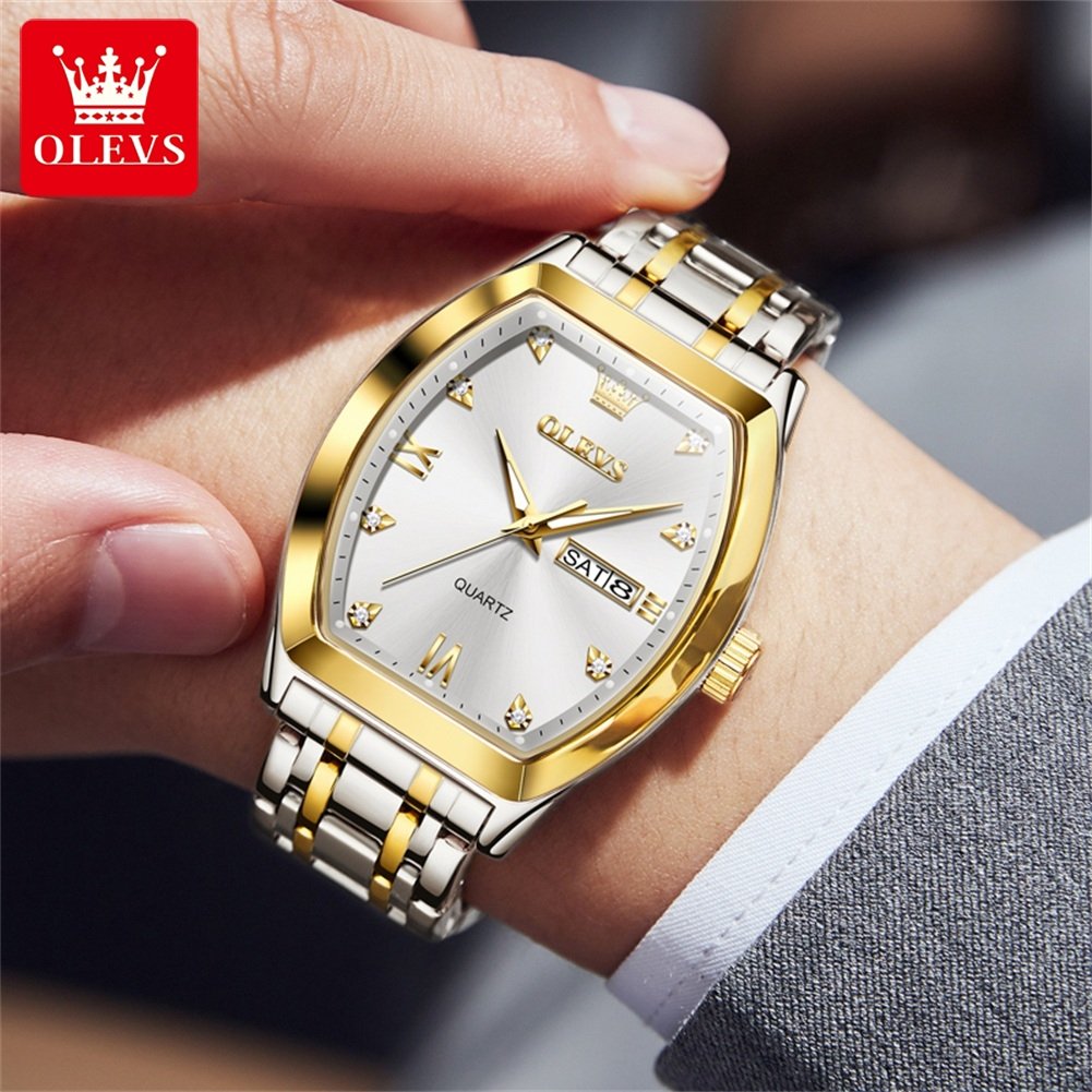 OLEVS 5528 Business Luxury Multi Time Zone Men Waterproof Feature Analog Date Wristwatch Stainless Steel Quartz Watch For Reloj