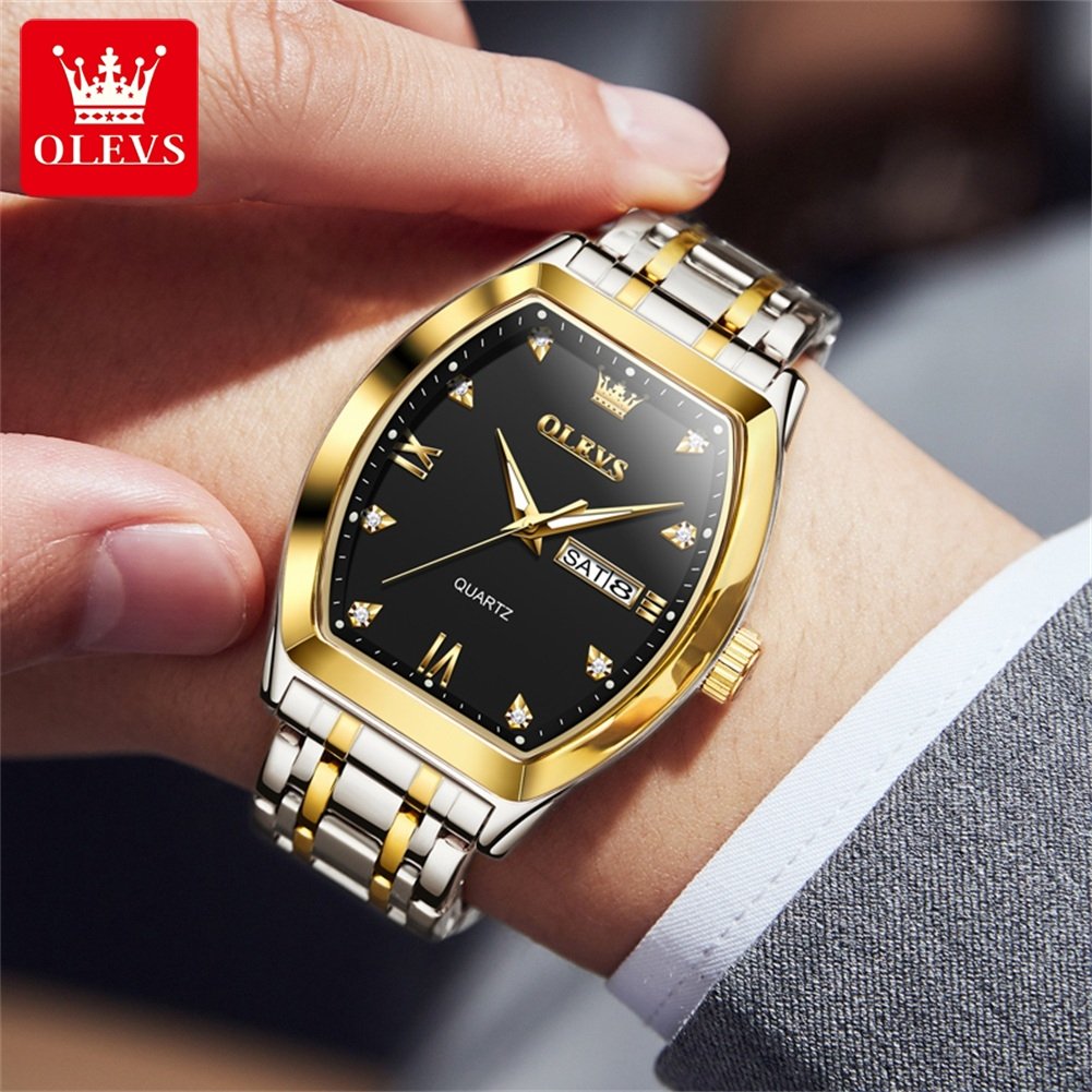OLEVS 5528 Business Luxury Multi Time Zone Men Waterproof Feature Analog Date Wristwatch Stainless Steel Quartz Watch For Reloj