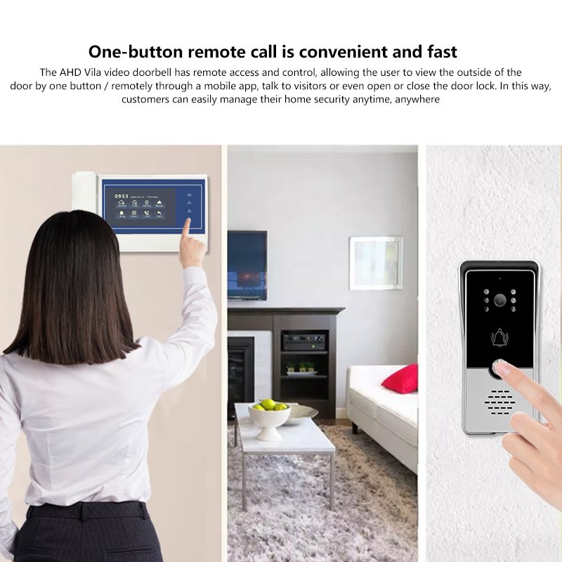 4 Wired Video Door Phone 7 Inch Lcd Screen Monitor 4 Wire Waterproof Intercom Videophone Intercom