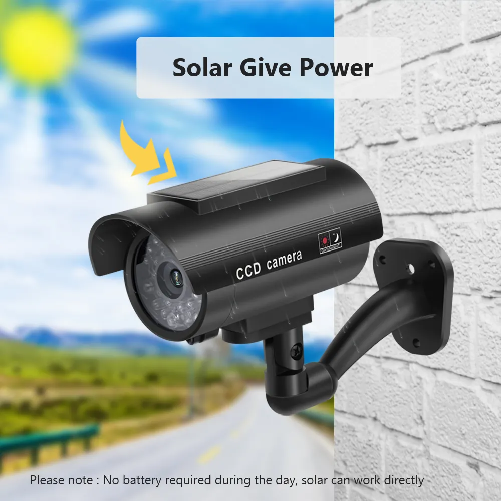 Outdoor Waterproof Analog CCTV Dummy Camera Solar Powered 2600BS Bullet Design OEM Customizable