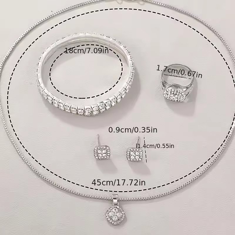 Fashion Analog Wrist Watch & 5pcs Jewelry Set Stylish Rhinestone iced out watches set Gift For Women CD134