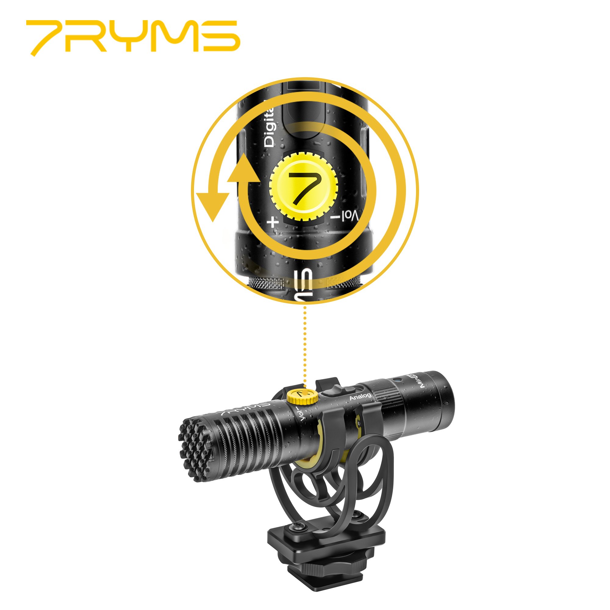 7RYMS Mini Cardioid Digital and Analog Dual mode Shotgun Microphone For Smartphone, Computer, Camera