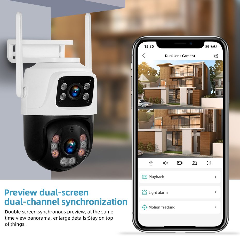 KERUI 6MP PTZ Camera Home Security AI Motion Tracking Dual Lens Wifi Network Camera CCTV Surveillance IP Wireless Camera