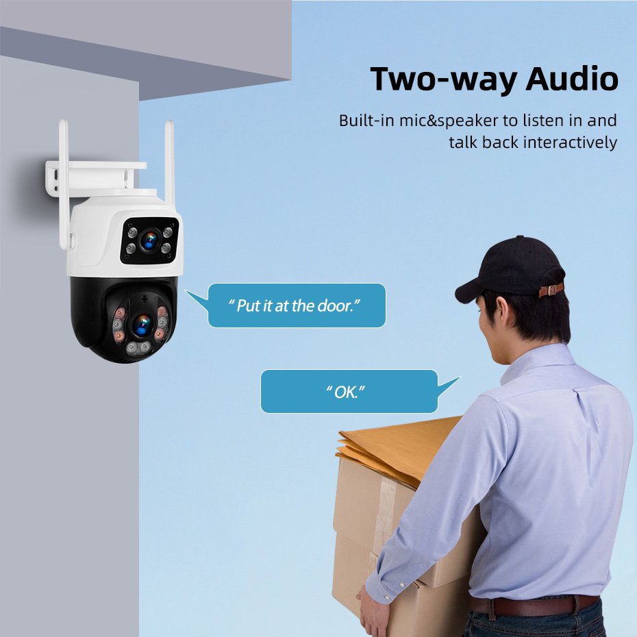 KERUI 6MP PTZ Camera Home Security AI Motion Tracking Dual Lens Wifi Network Camera CCTV Surveillance IP Wireless Camera