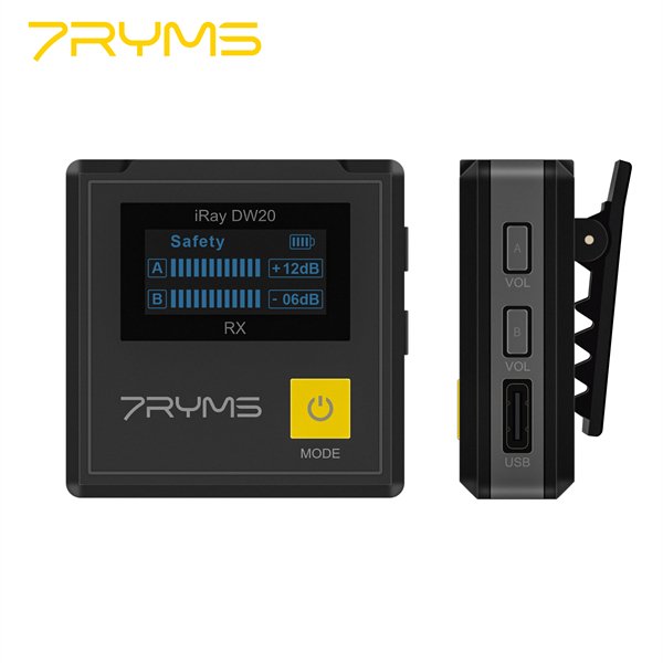 7RYMS iRay DW20 (B) 2.4G Dual-channel Wireless Microphonefor VIdeo Shooting live Sreaming Interview