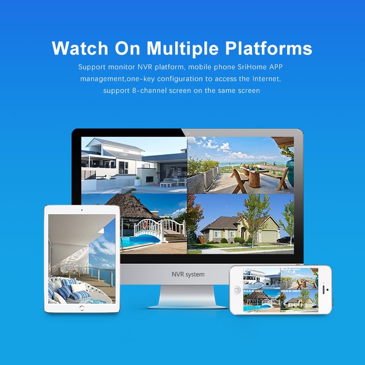 Hot Sale Srihome 4CH 1080p HD Digital Camera Video TVI/AHD/DVR/NVR/CVI Cctv Cameras System Monitor Outdoor Indoor System
