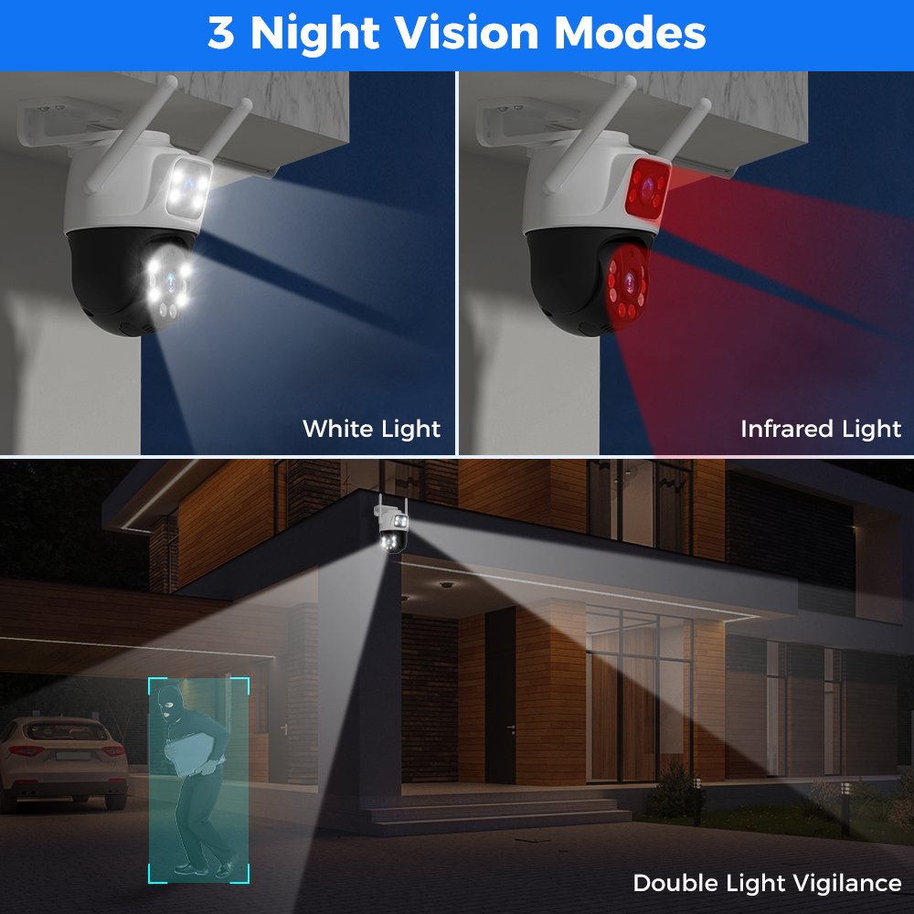 6MP Ultra HD wireless icsee floodlight ptz smart camera 24 hour color night vision outdoor linkage alarm dual lens ptz camera
