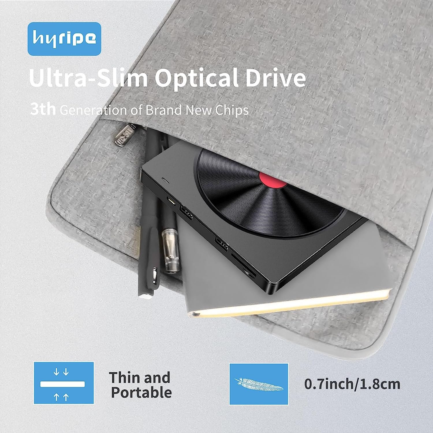 USB 3.0 External Optical Drive With SD/TF Card Reader,portable DVD RW Burner,fast Data Transfer For Laptop Win11 CD DVD Drive