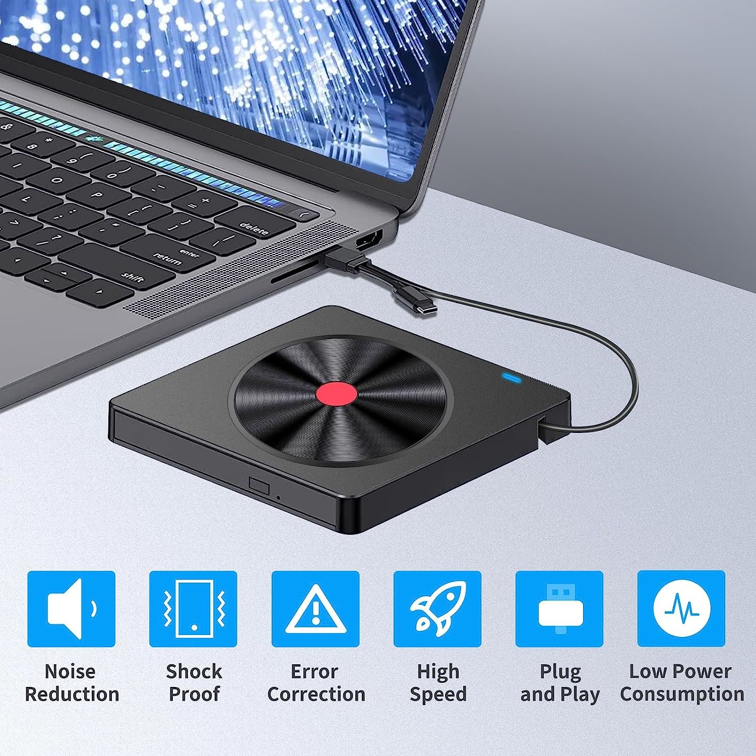 USB 3.0 External Optical Drive With SD/TF Card Reader,portable DVD RW Burner,fast Data Transfer For Laptop Win11 CD DVD Drive