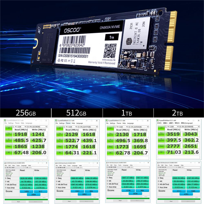 OSCOO SSD Hard Drives NVME 2TB 1TB 512GB 256GB Disco Duro for MacBook A1347 A1369 A1398 A1418 A1465 A1466 A1481 A1502