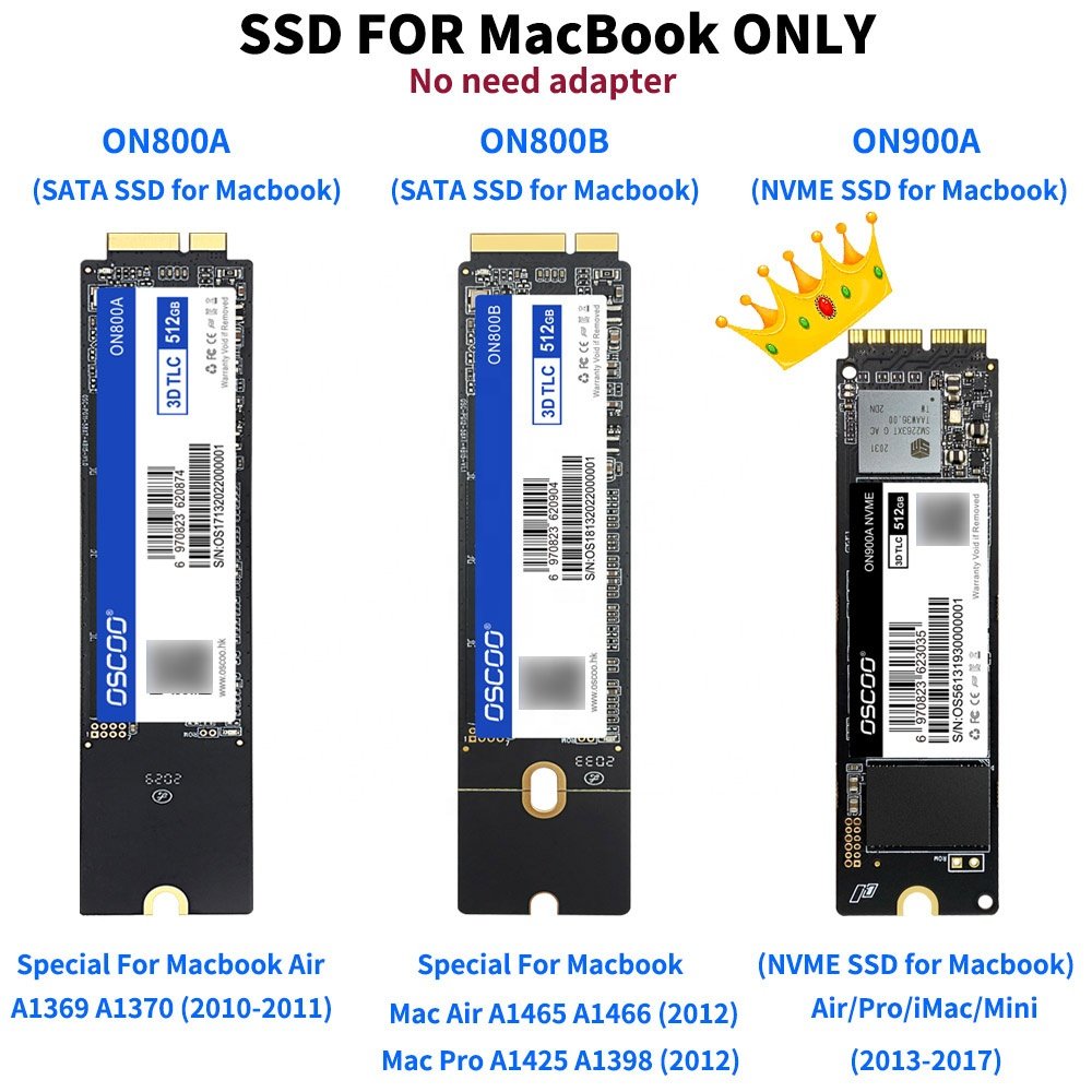 OSCOO SSD Hard Drives NVME 2TB 1TB 512GB 256GB Disco Duro for MacBook A1347 A1369 A1398 A1418 A1465 A1466 A1481 A1502