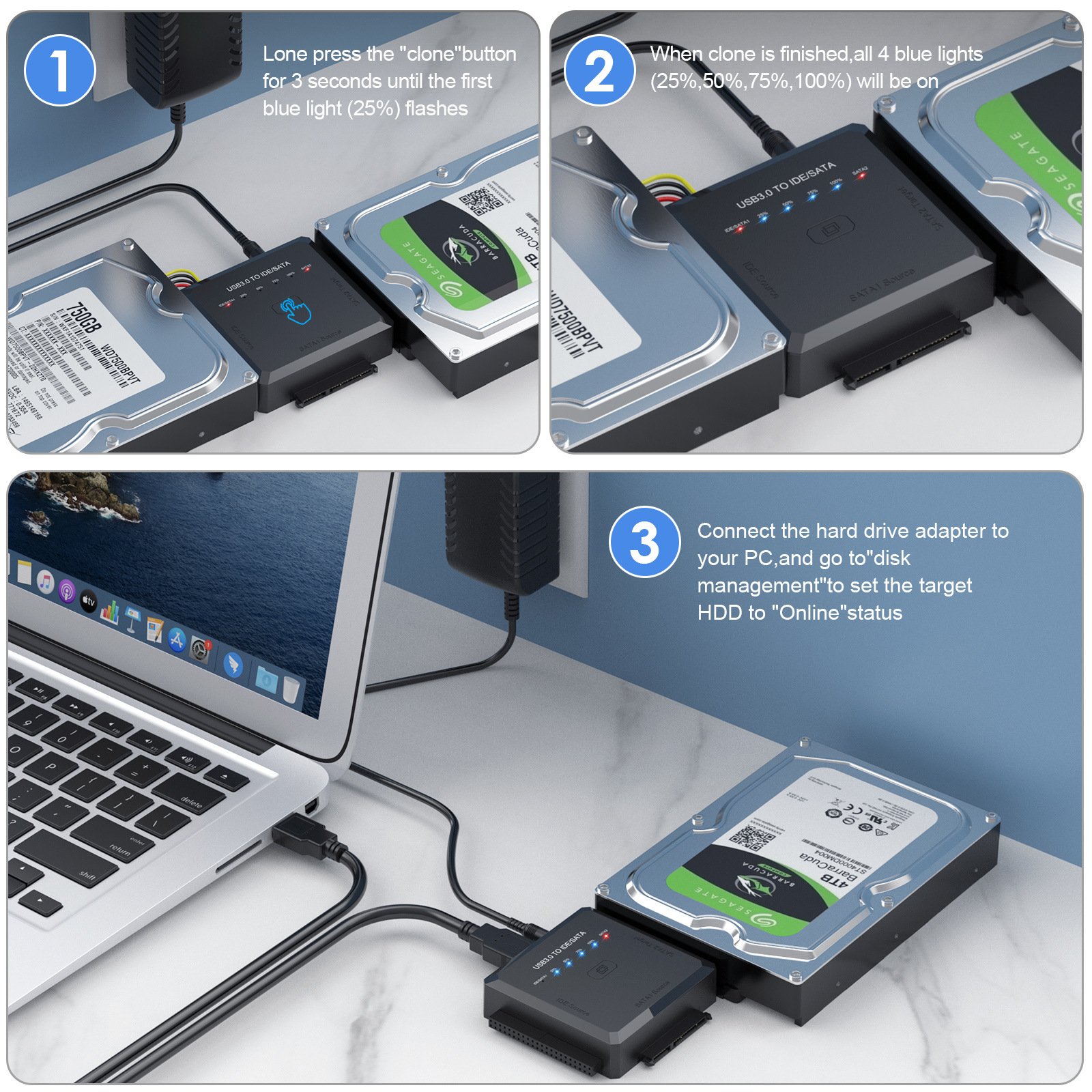 USB 3.0 To IDE And SATA Converter External Hard Drive Adapter Transfer Data Kit For Universal 2.5/3.5 HDD/SSD Hard Drive Disk