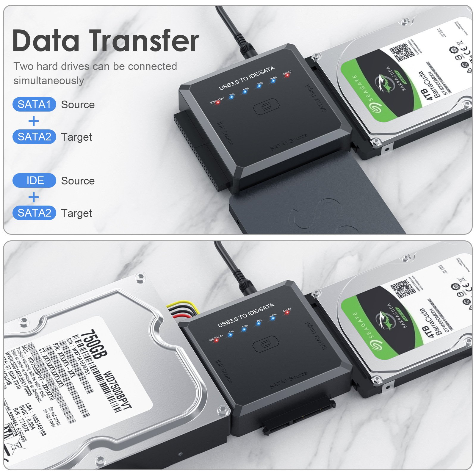 USB 3.0 To IDE And SATA Converter External Hard Drive Adapter Transfer Data Kit For Universal 2.5/3.5 HDD/SSD Hard Drive Disk