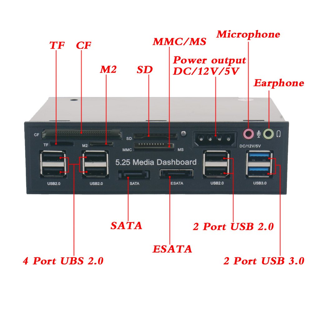 USB External 3.5-inch Hard Disk Disk Head USB2.0 USB3.0 5.25" 525E Multi-function Hard Drive Audio Plug