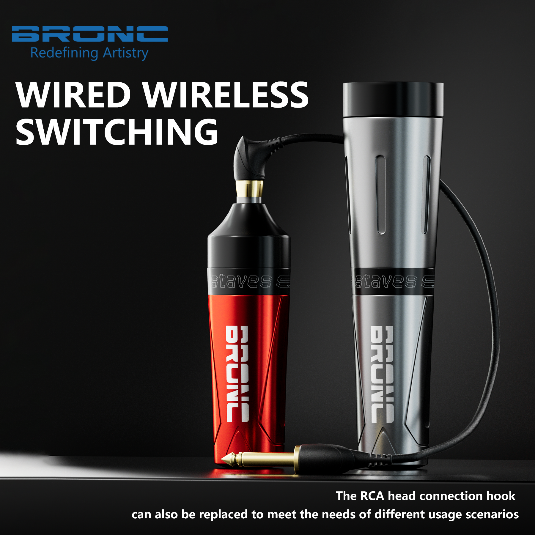 BRONC High Quality STAVES Wireless Pen Adjustable Stroke 3.5mm Tattoo Machine