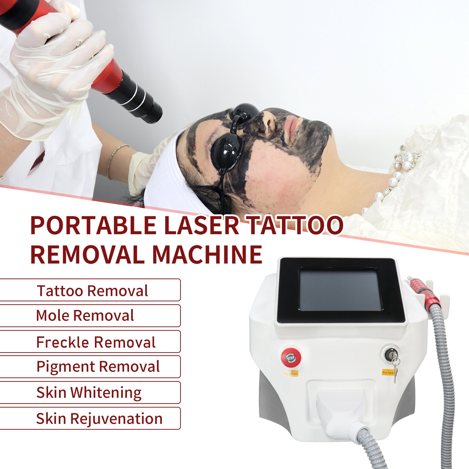 Esthetician Supplies Q Switched Nd Yag Pico Carbon Peeling Beauty Machine for Tattoo Removal