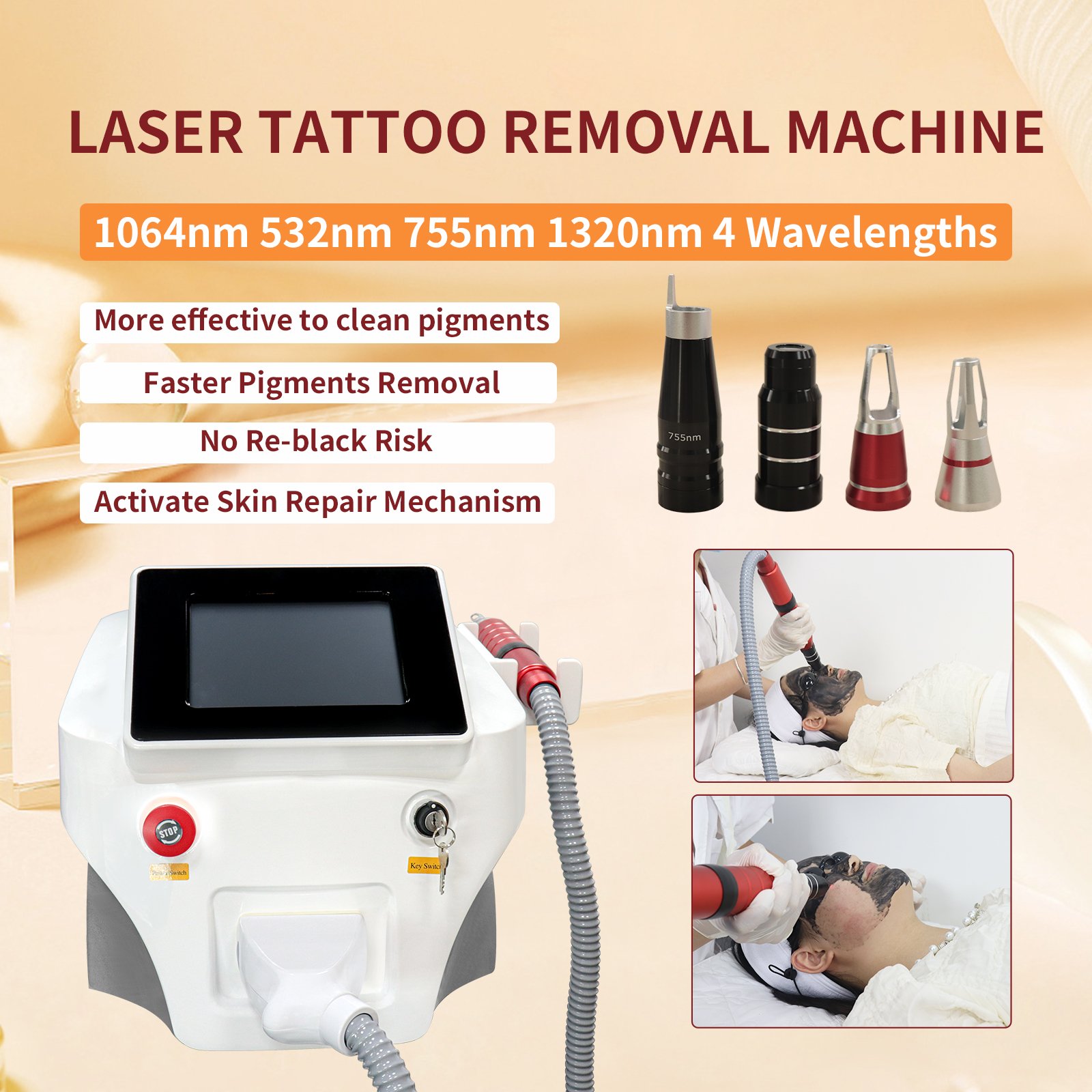 Esthetician Supplies Q Switched Nd Yag Pico Carbon Peeling Beauty Machine for Tattoo Removal