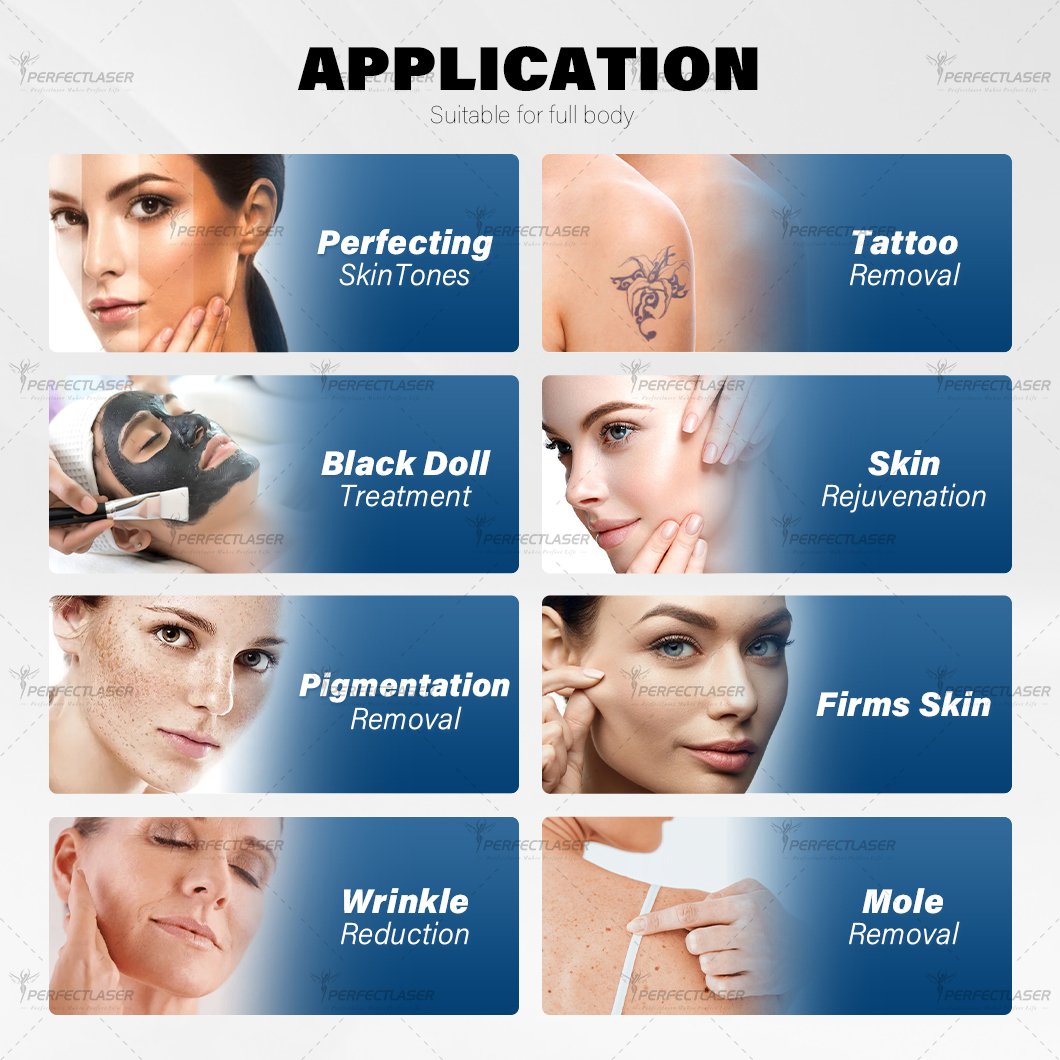 Perfectlaser 2024 Best nd yag Laser Picosecond Tattoo Removal Machine Price 4 Wavelengths Portable Q Switched Pico Laser Machine